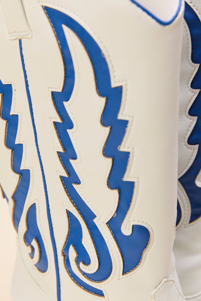 Patti Blue and White Western Boots-Sunny Prom