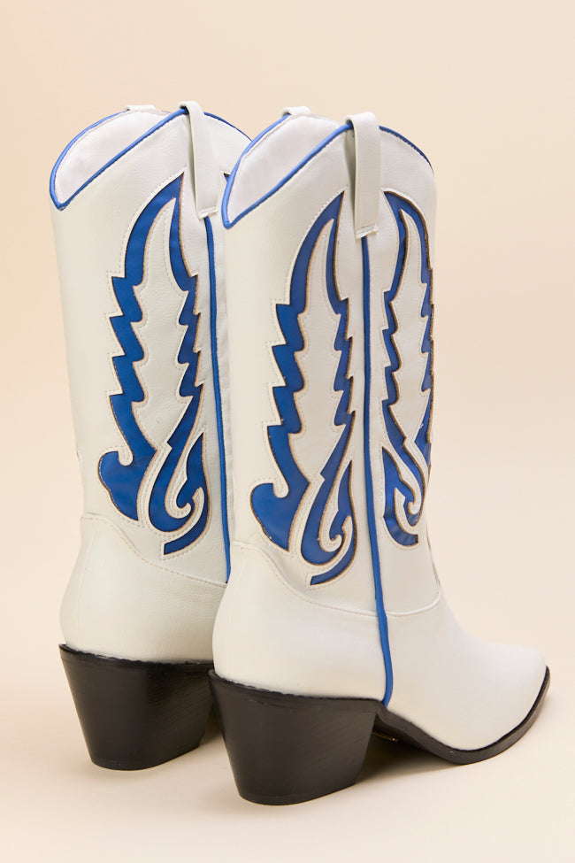 Patti Blue and White Western Boots-Sunny Prom