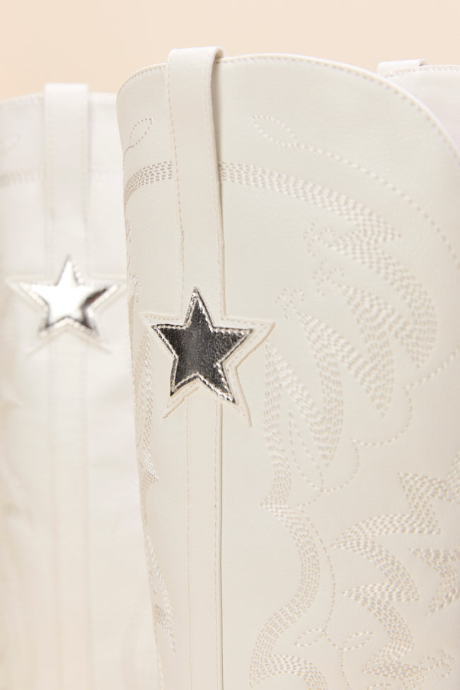 Vicki White Star Western Boots-Sunny Prom