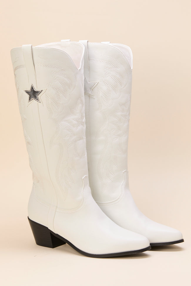 Vicki White Star Western Boots-Sunny Prom