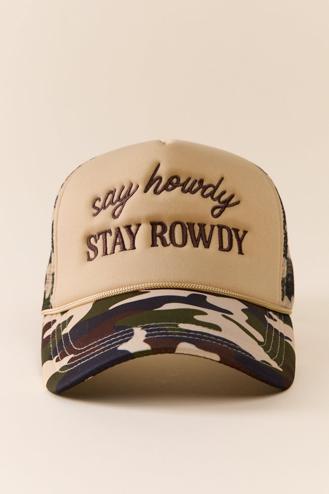 Say Howdy Camo Trucker Hat-Sunny Prom