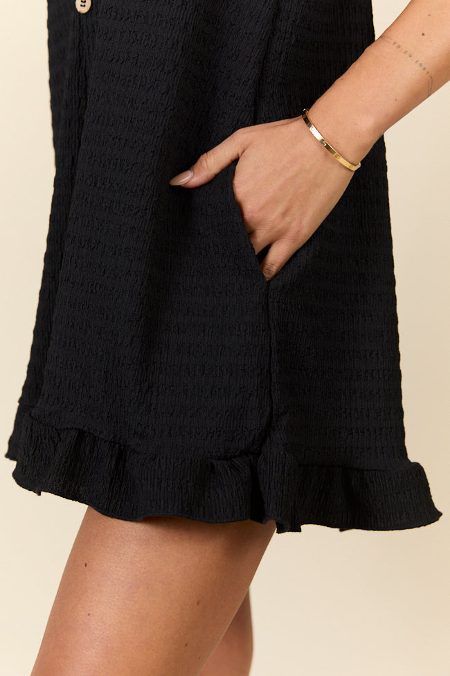 Last Summer Black Ruffle Hem Romper FINAL SALE-Sunny Prom