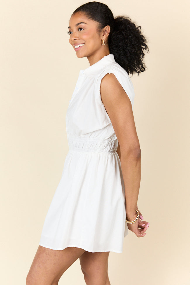 Simply Unforgettable White Collared Dress FINAL SALE-Sunny Prom