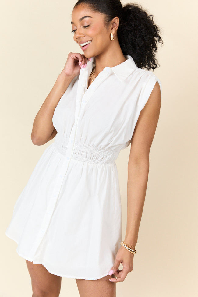 Simply Unforgettable White Collared Dress FINAL SALE-Sunny Prom