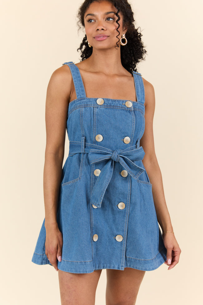 Bless Your Heart Button Denim Dress SALE-Sunny Prom