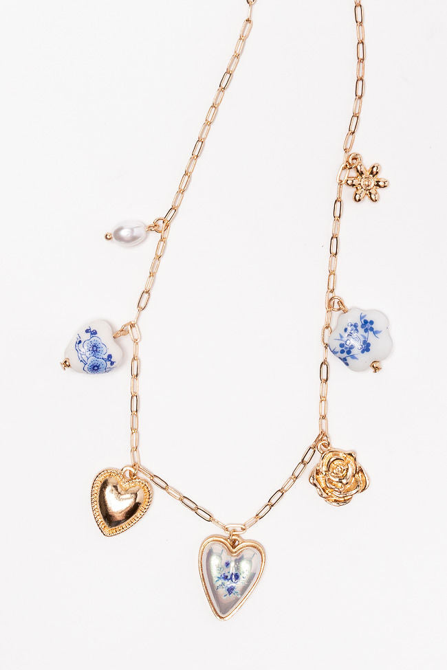 Blue Heart Charm Necklace-Sunny Prom