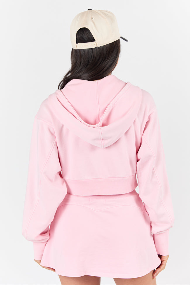 One On One Pink Cropped Hooded Jacket SALE-Sunny Prom