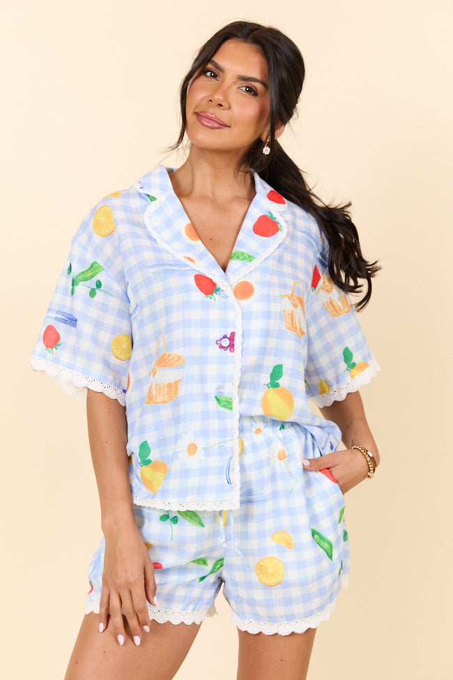 Picnic After Dark Blue Pajama Set SALE-Sunny Prom