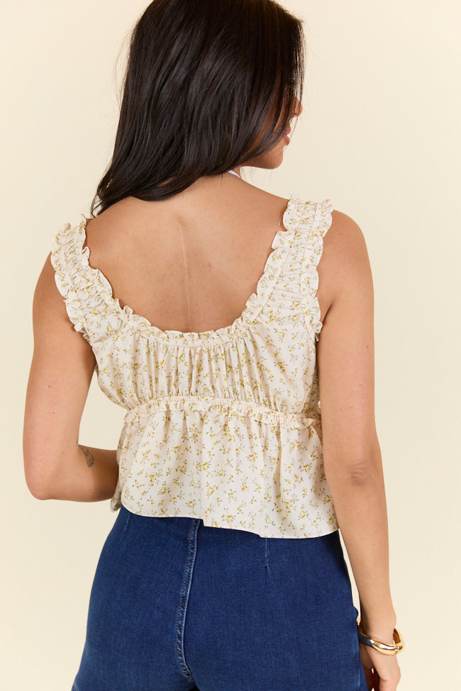 My Muse Cream Multi Ditsy Floral Babydoll Tank FINAL SALE-Sunny Prom