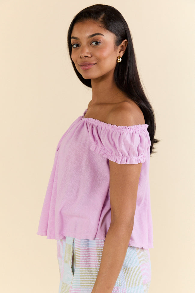 Minimal Essence Purple Off To Shoulder Knit Top FINAL SALE-Sunny Prom