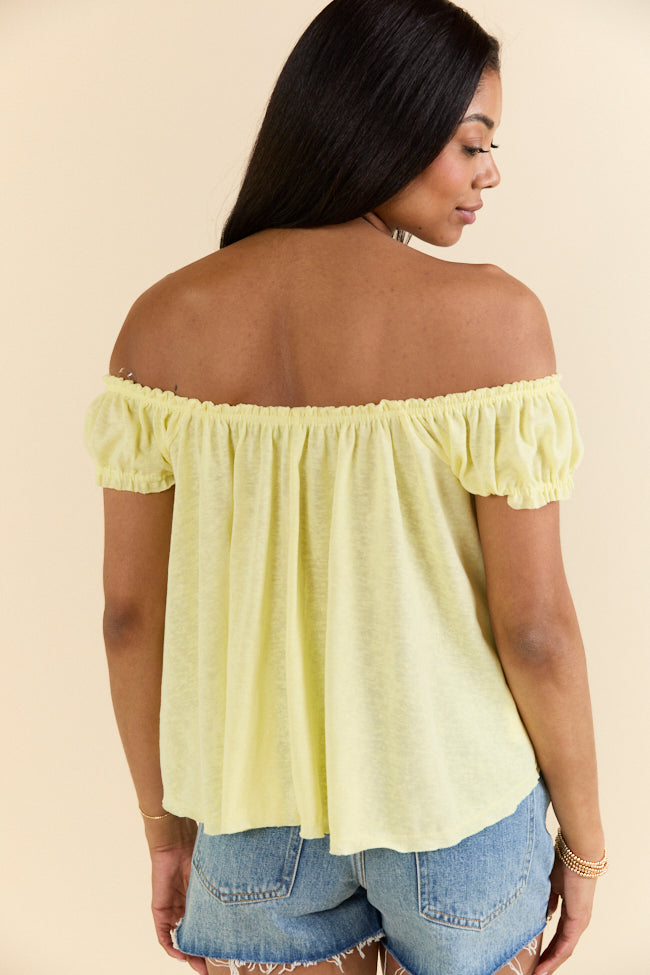 Minimal Essence Yellow Off To Shoulder Knit Top FINAL SALE-Sunny Prom