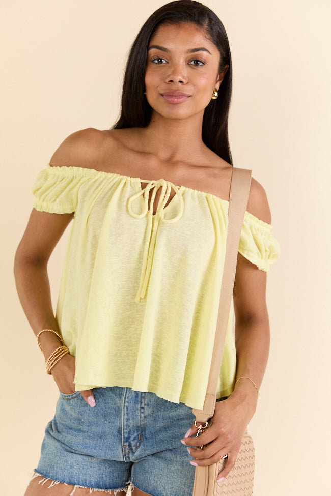Minimal Essence Yellow Off To Shoulder Knit Top FINAL SALE-Sunny Prom
