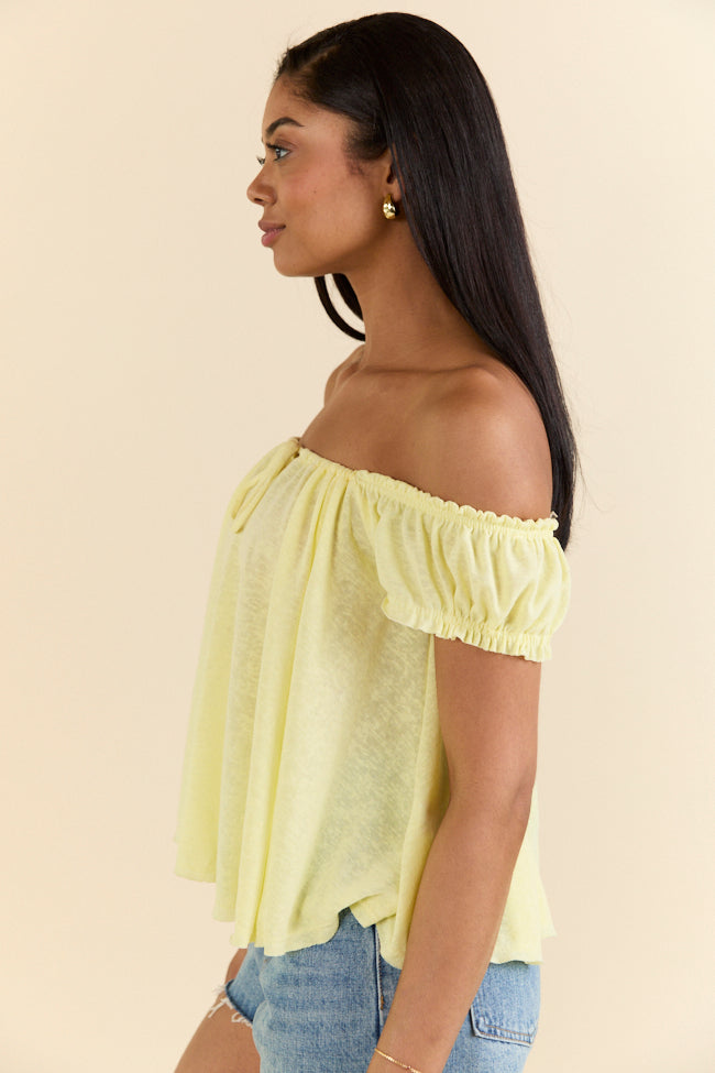 Minimal Essence Yellow Off To Shoulder Knit Top FINAL SALE-Sunny Prom
