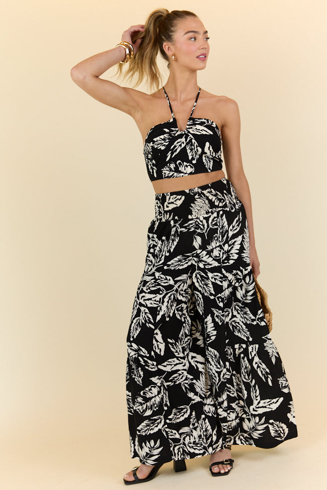 Palm Dreams Leaf Print Black Set FINAL SALE-Sunny Prom