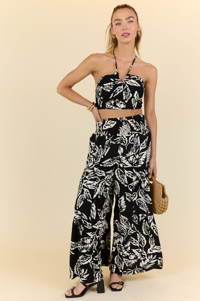 Palm Dreams Leaf Print Black Set FINAL SALE-Sunny Prom