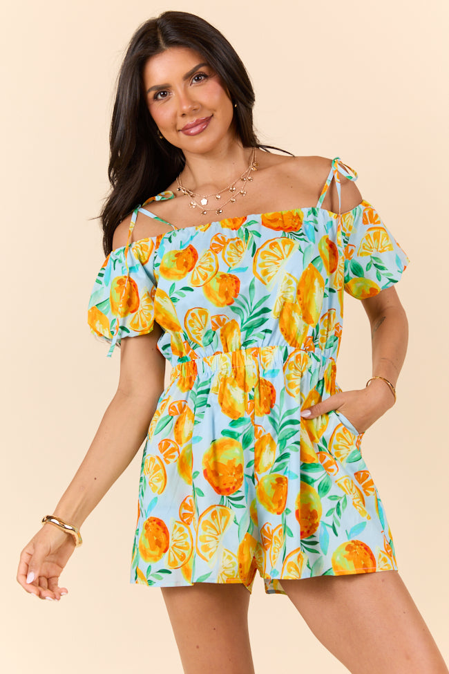 Easy Peasy Citrus Print Romper FINAL SALE-Sunny Prom