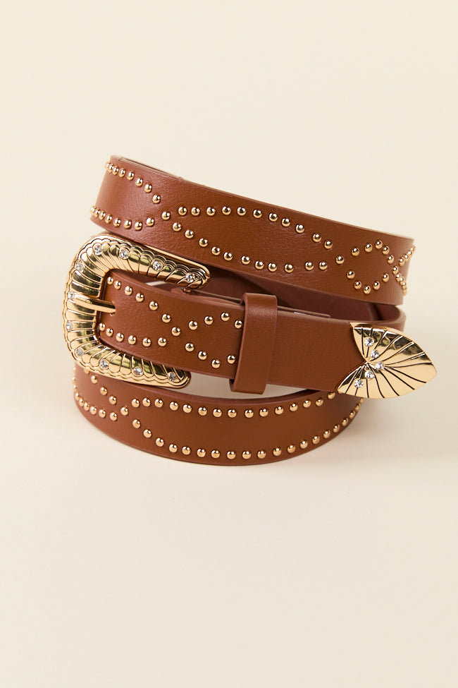 Brown Studded Western Belt-Sunny Prom