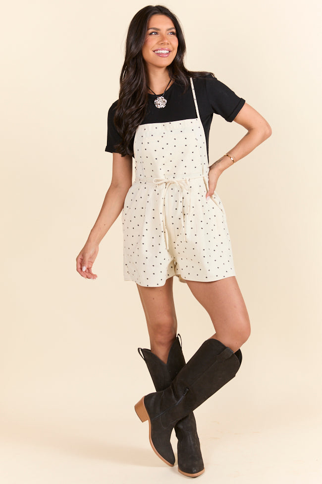 Better Perspective Black and White Daisy Denim Romper-Sunny Prom