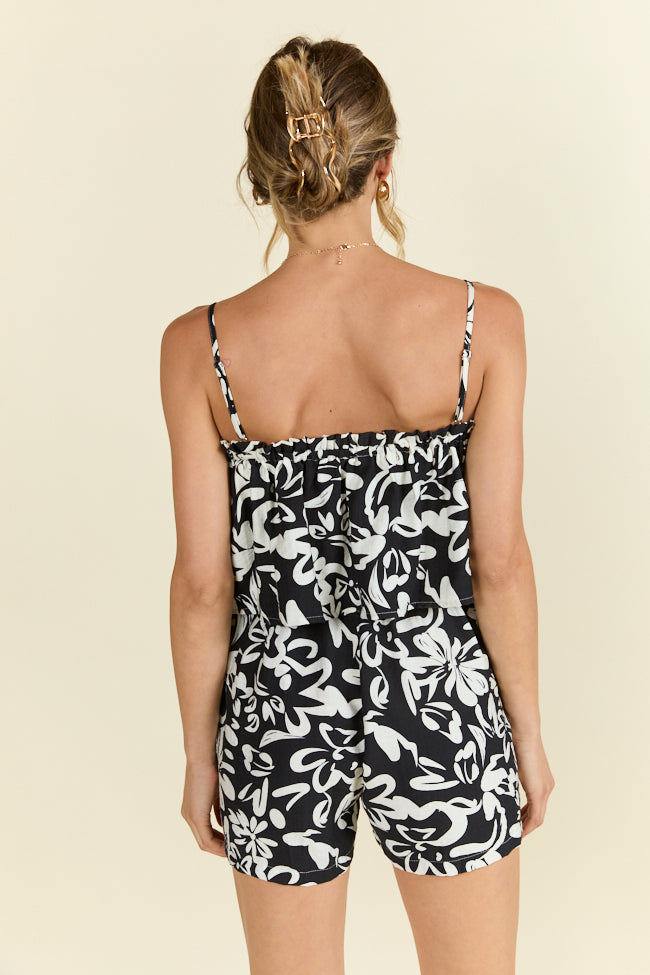 Summer Fling Black and White Printed Romper-Sunny Prom