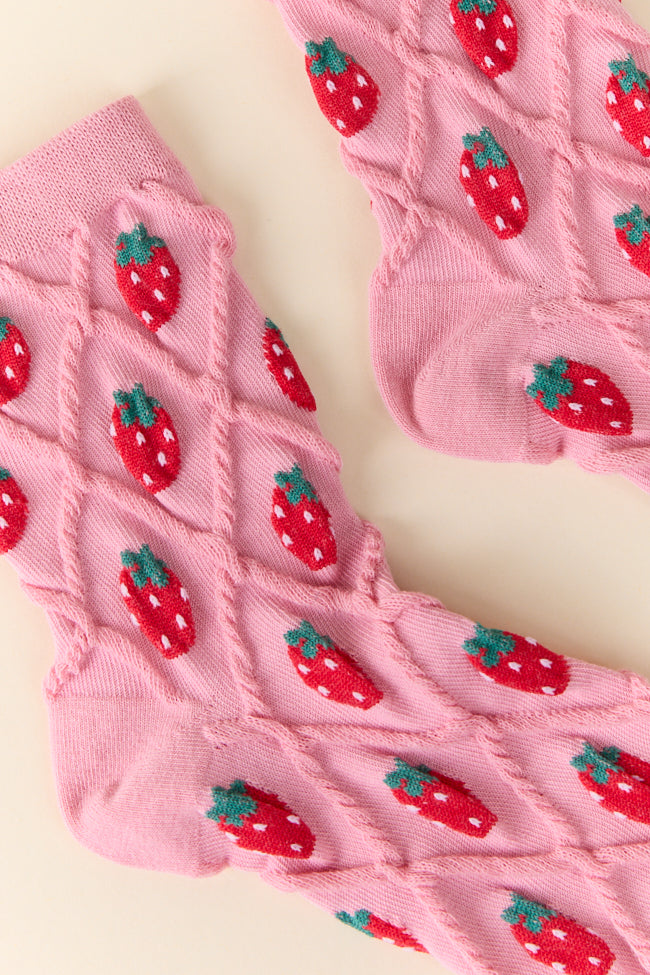 Pink Strawberry Socks FINAL SALE-Sunny Prom