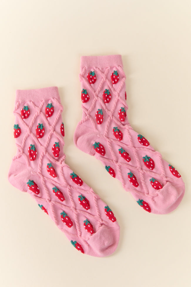 Pink Strawberry Socks FINAL SALE-Sunny Prom