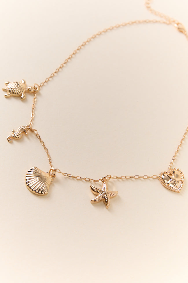 Under The Sea Gold Charm Necklace FINAL SALE-Sunny Prom
