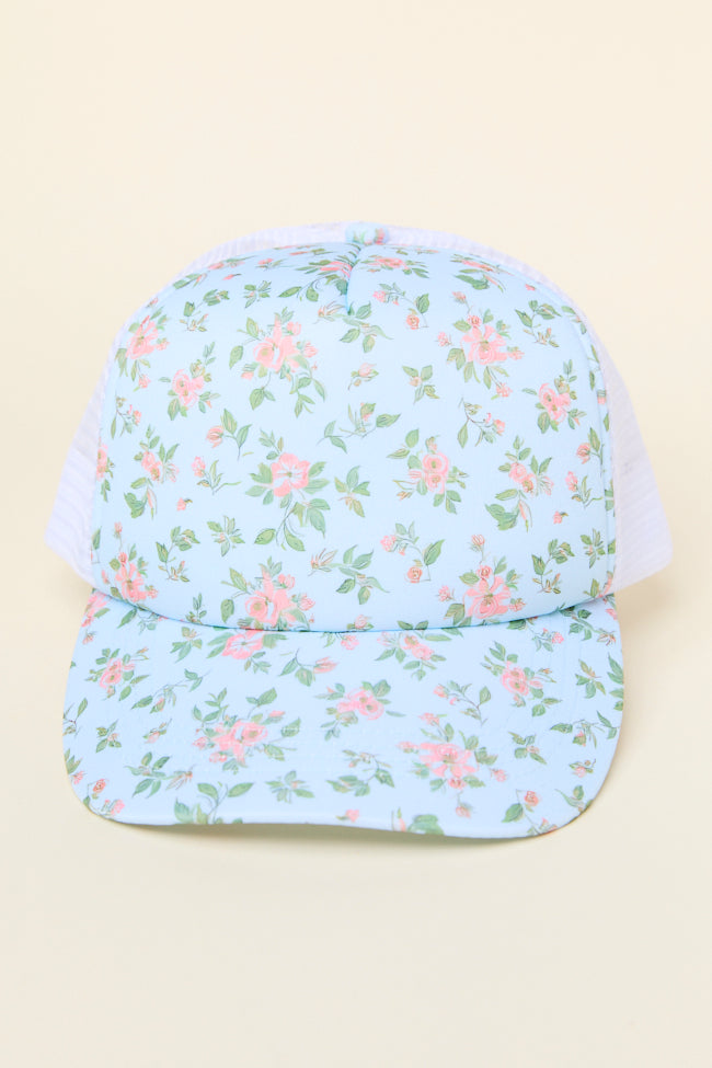 Blue Floral Trucker Hat-Sunny Prom