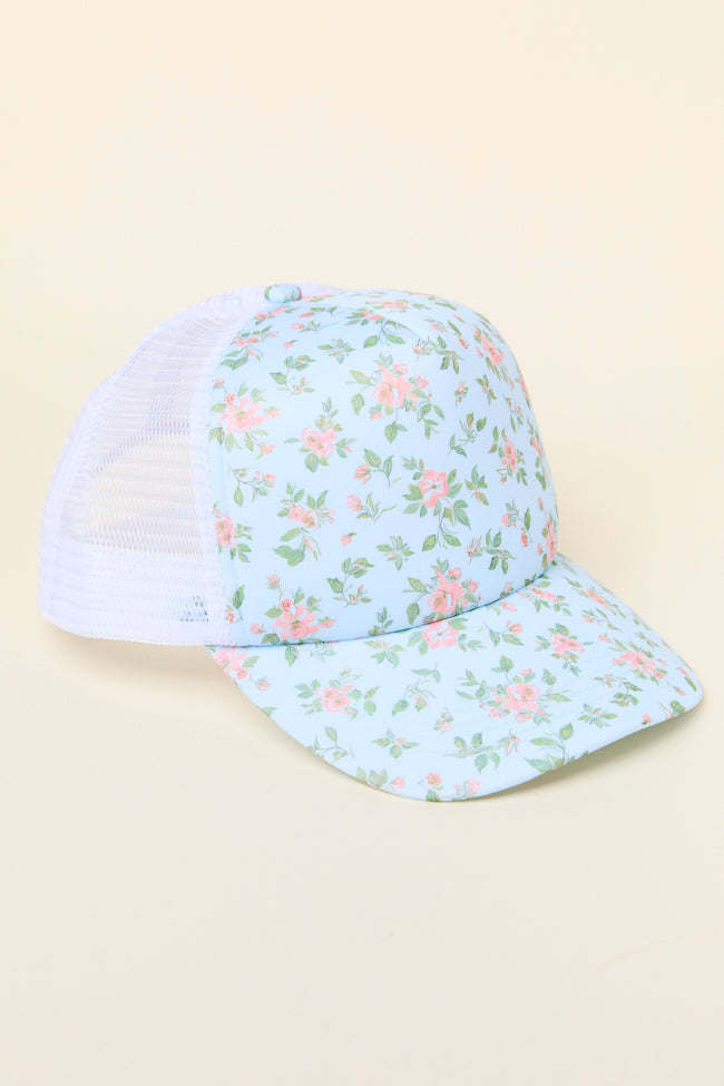 Blue Floral Trucker Hat-Sunny Prom