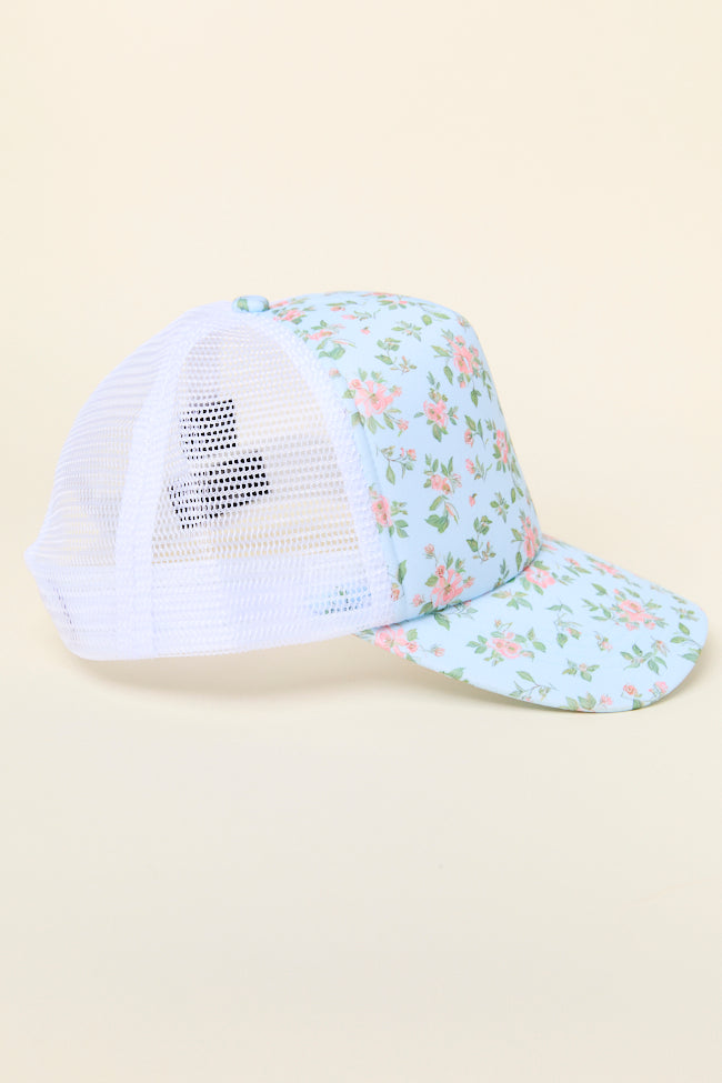 Blue Floral Trucker Hat-Sunny Prom