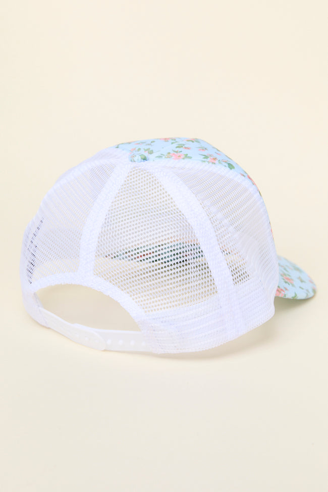 Blue Floral Trucker Hat-Sunny Prom