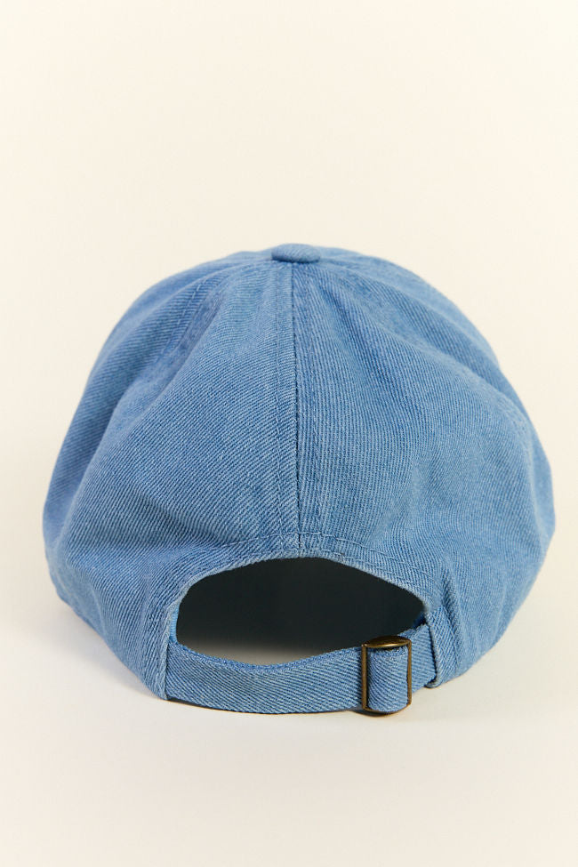 Denim Pearl Bow Hat-Sunny Prom