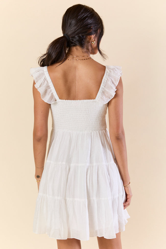 It's My Day White Smocked Top Mini Dress-Sunny Prom