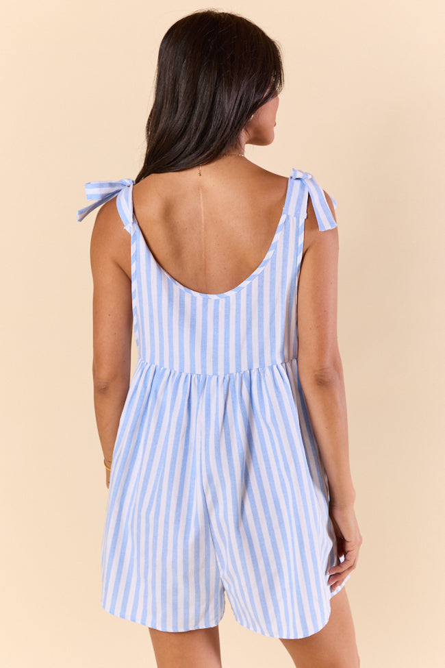 Stripe Me Up Blue Vertical Stripe Romper FINAL SALE-Sunny Prom