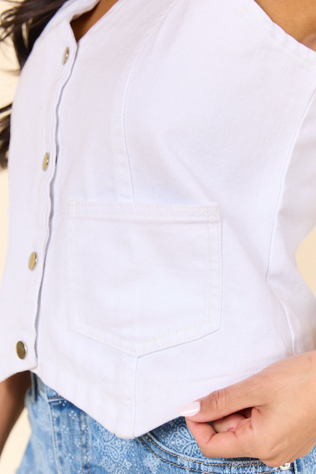Beneath The Moon White Denim Vest-Sunny Prom