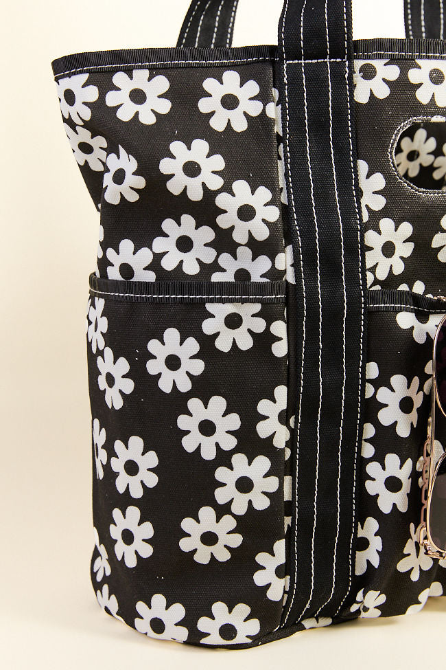 Daisy Daydreams Black Canvas Tote-Sunny Prom