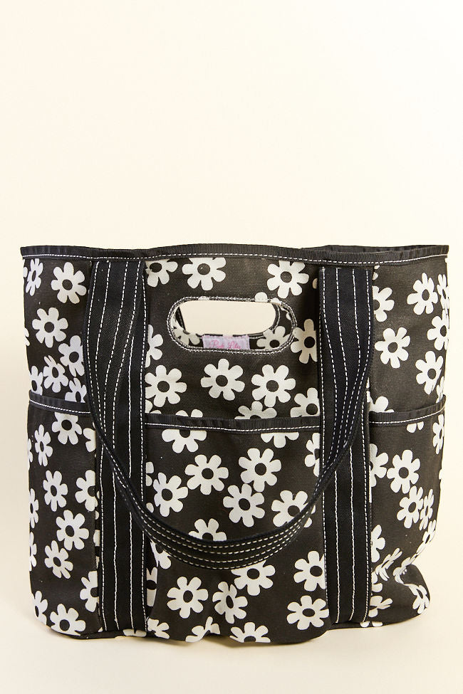 Daisy Daydreams Black Canvas Tote-Sunny Prom