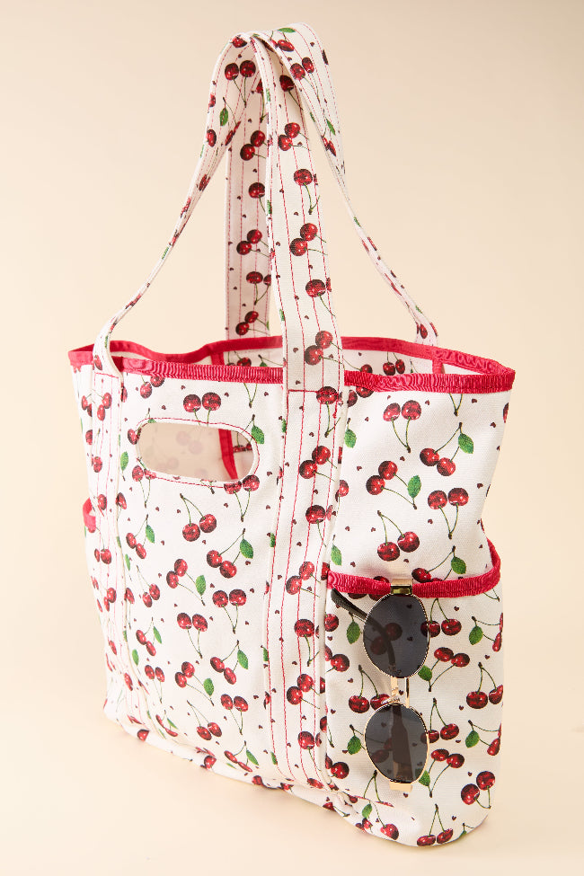 Red Cherries Canvas Tote SALE-Sunny Prom