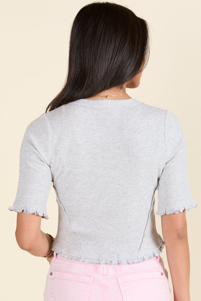 Makes Me Happy Heather Grey Lettuce Hem Cardigan-Sunny Prom