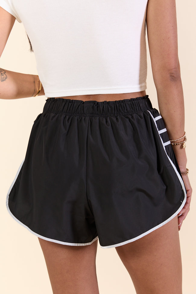 Double Or Nothing Black Side Pleated Running Shorts-Sunny Prom