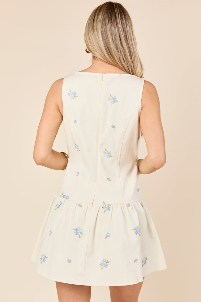 Denise Flower Embroidered Denim Dress-Sunny Prom