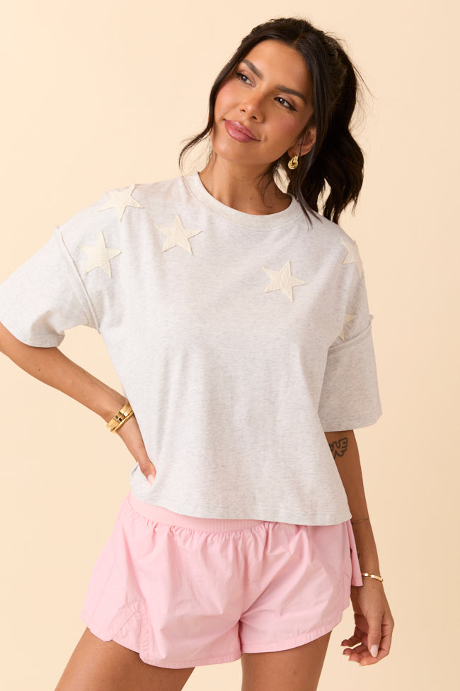 Sally Grey Stars Cropped Knit Short Sleeve Top-Sunny Prom
