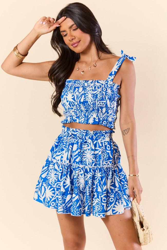 Island Inspiration Blue Tropical Tank and Skort Set-Sunny Prom