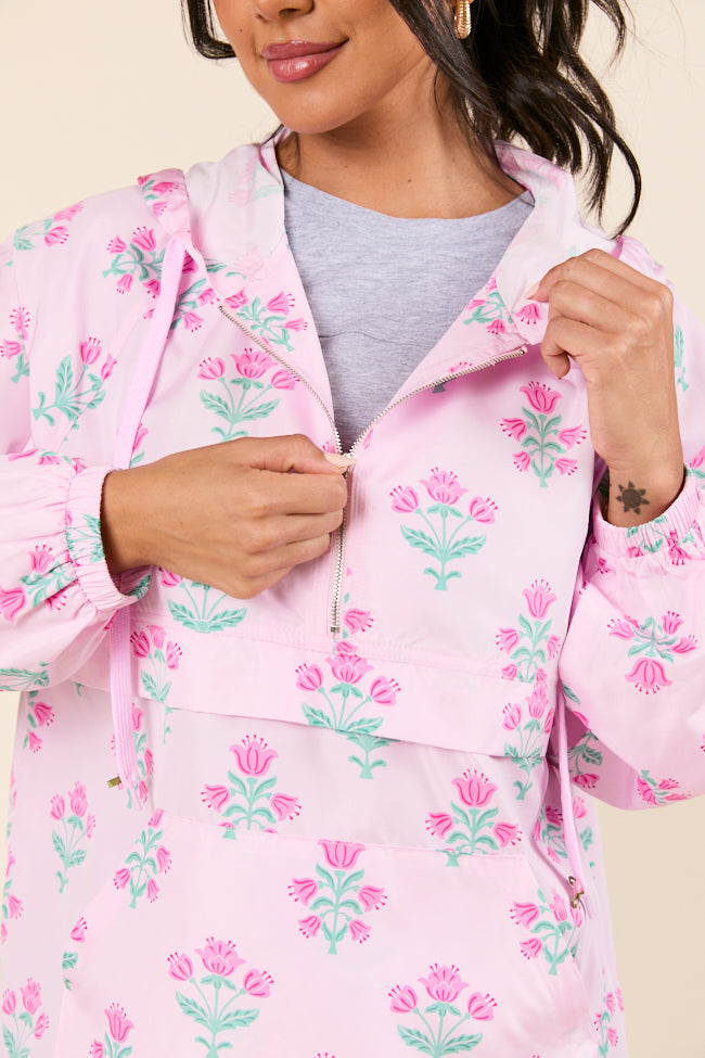 Delilah Pink Block Floral Pullover-Sunny Prom
