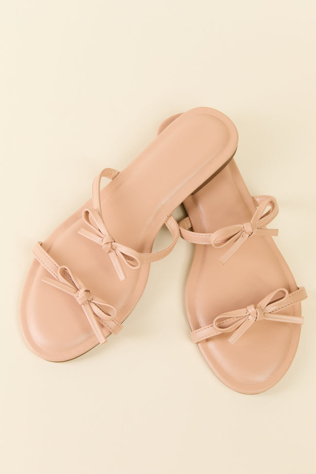 Ellis Nude Double Band Bow Sandals FINAL SALE-Sunny Prom