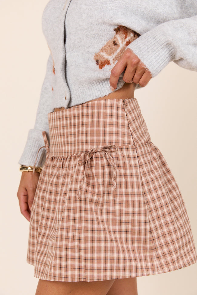 Lynette Brown Plaid Skirt-Sunny Prom