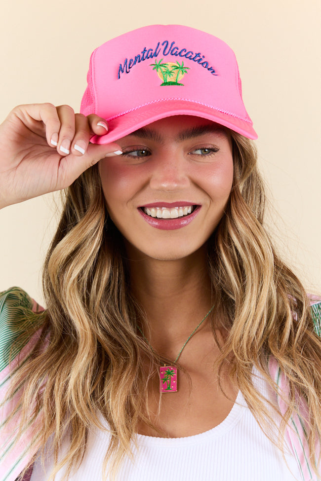 Mental Vacation Pink Trucker Hat SALE-Sunny Prom
