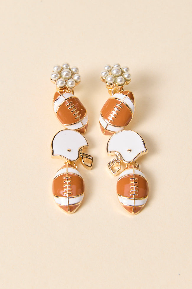 Prescott Brown Football Linear Earrings-Sunny Prom