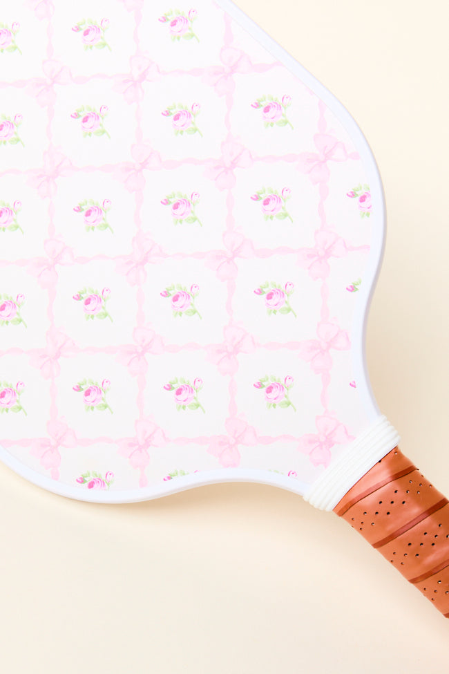 Vivian Floral 'N Stripe Pink Pickleball Paddle-Sunny Prom