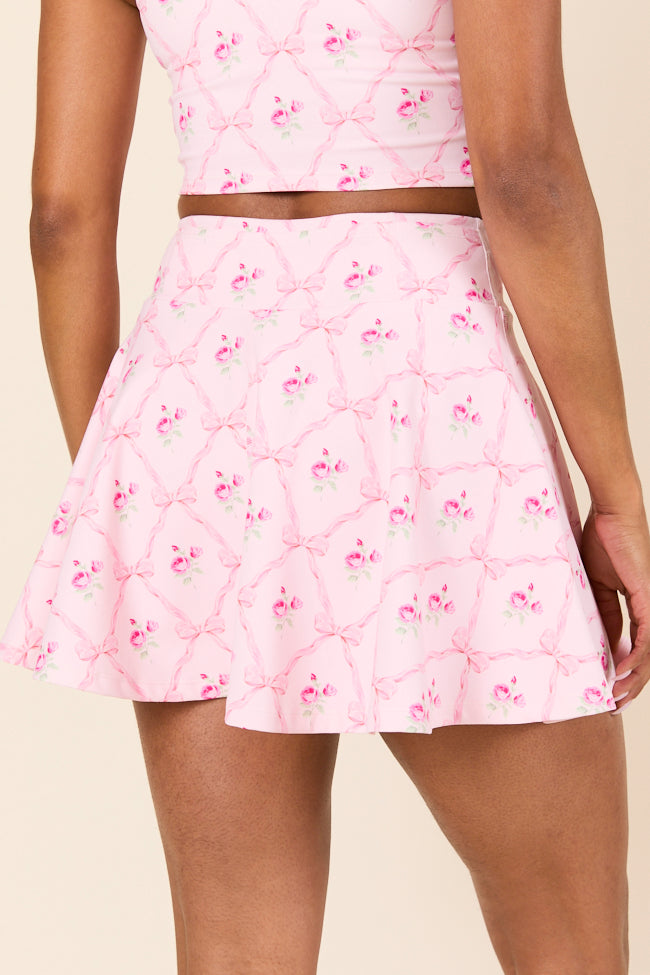 Head Start Pink Floral and Bows Printed Active Skort-Sunny Prom