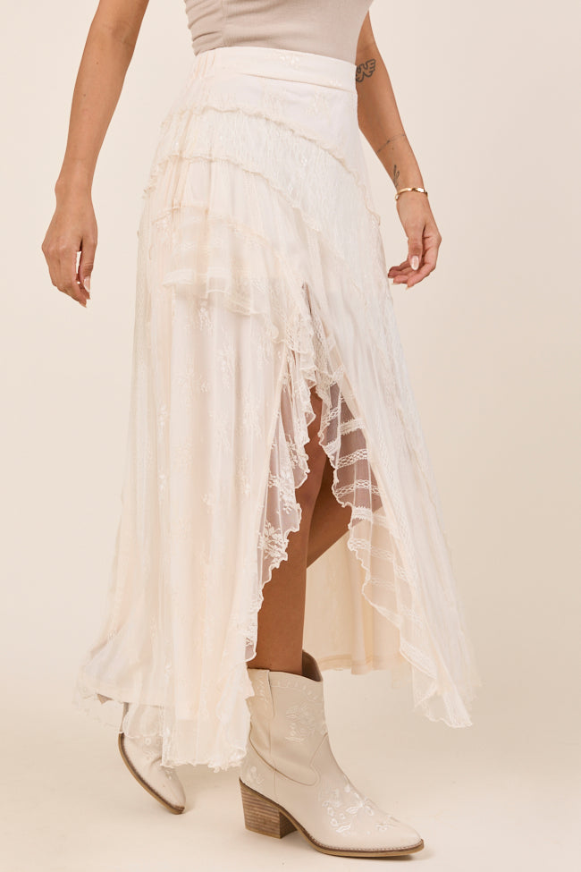 Marcy Cream Lace Skirt-Sunny Prom